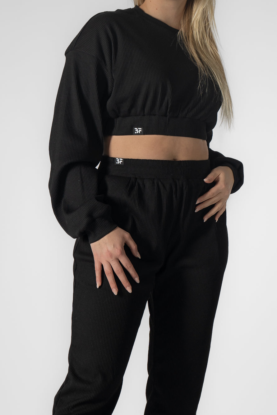 Black Classic Crop Sweater