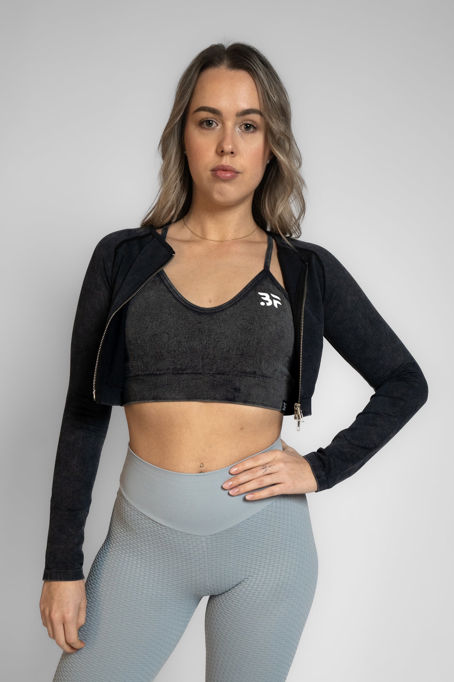 Crop Zipper Stone Grey